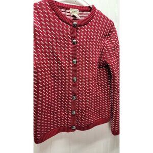 Vintage L.L.Bean Womens Red & White Button-Up Cardigan Sweater